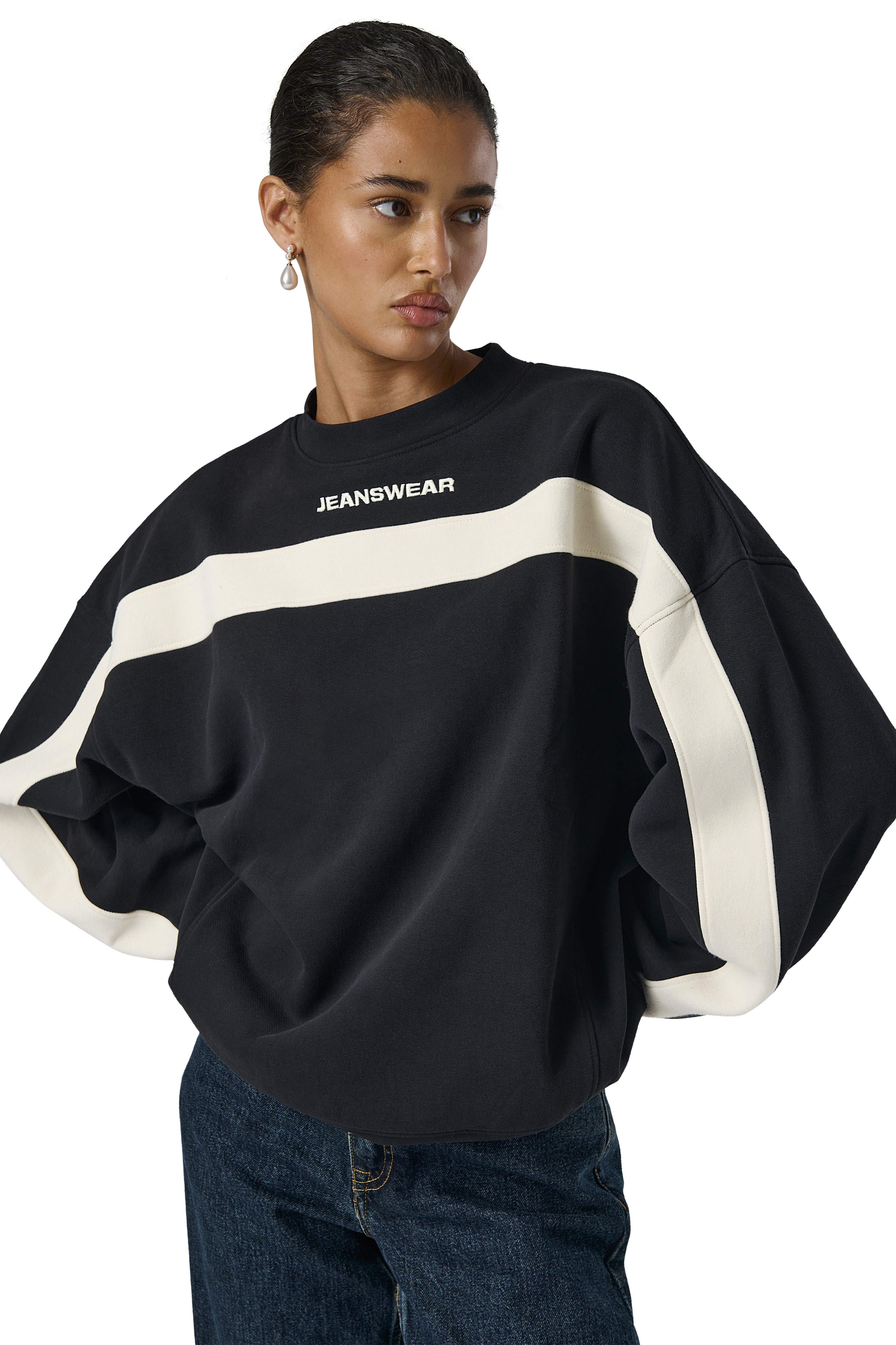 Model Iman is 5'8 and wears size S.